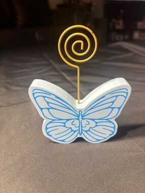 New Dolly Butterfly Photo/Card Holder - White and Blue